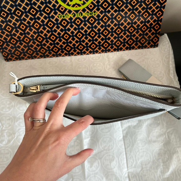 Tory Burch Blake Swingpack Crossbody Bag Seltzer Gold Blue - Picture 8 of 10